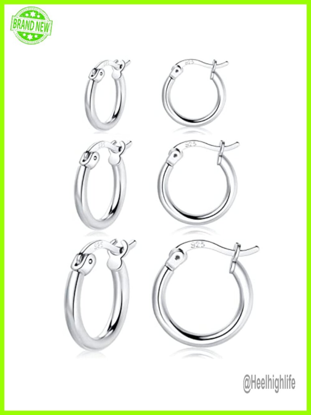 925 Sterling Silver Hoop Earrings Set Hypoallergenic Nickel Free Small Huggie